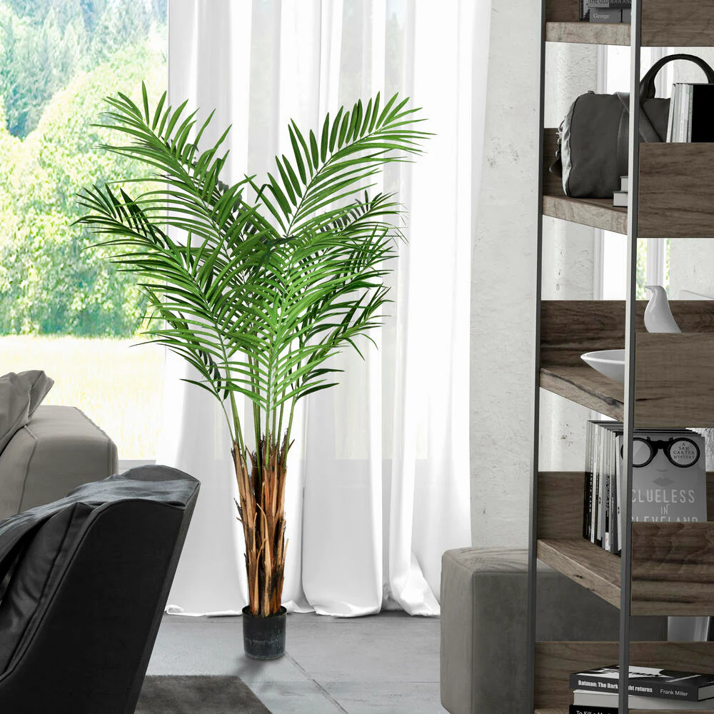 5' Silk Areca Palm Tree w/Plastic Pot -Green - Image 6