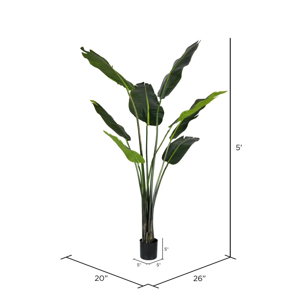 5' Travelers Silk Palm Tree w/Pot -Green - Image 2
