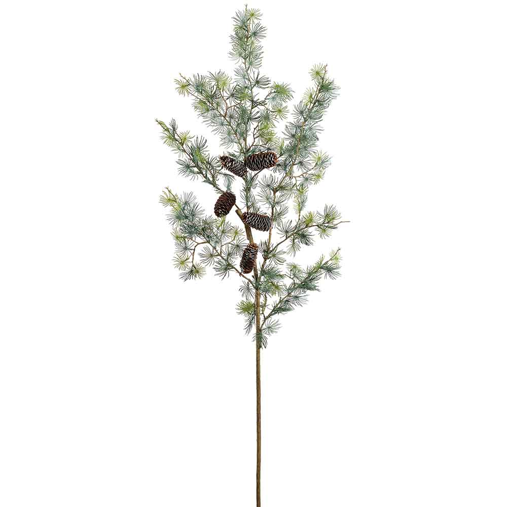 51.5" Artificial Pine & Pinecone Stem -Green/Gray (Pack of 8)