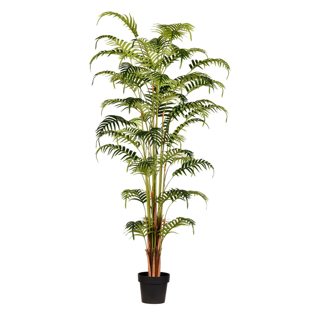 5'10" Real Touch Fern Palm Silk Tree w/Plastic Pot -Green