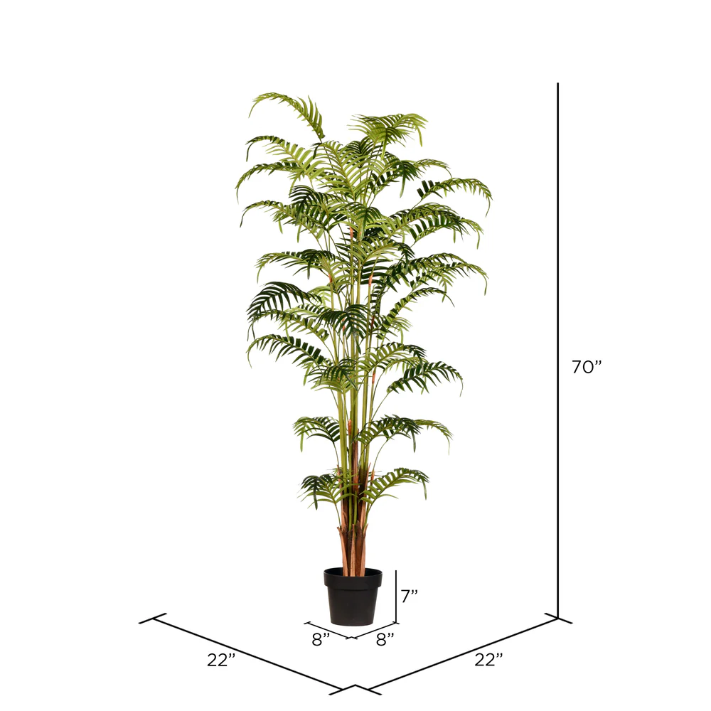 5'10" Real Touch Fern Palm Silk Tree w/Plastic Pot -Green - Image 3