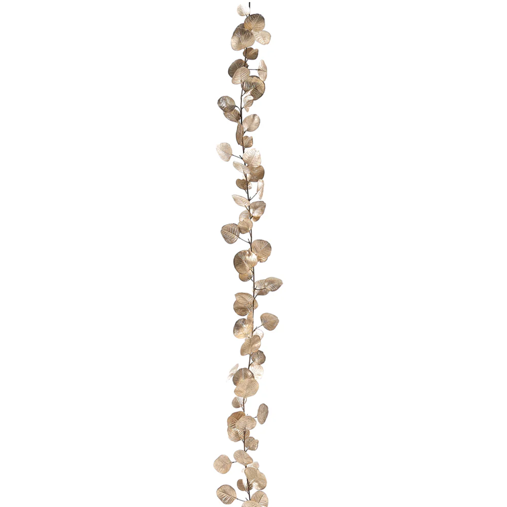 5'11" Metallic Eucalyptus Leaf Artificial Garland -Gold (Pack of 12)