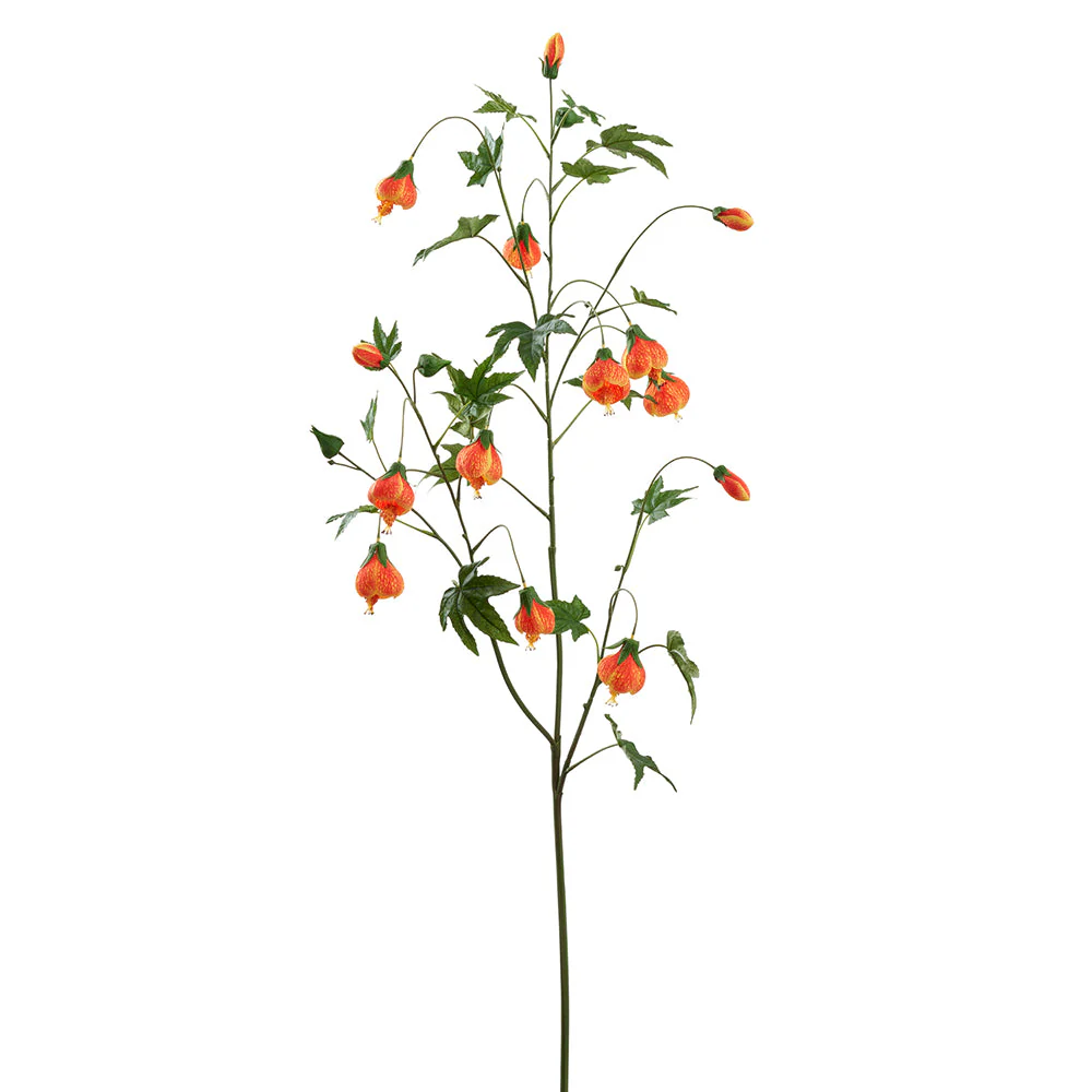 52.75" Abutilon Flowering Maple Silk Flower Stem -Orange (Pack of 6)