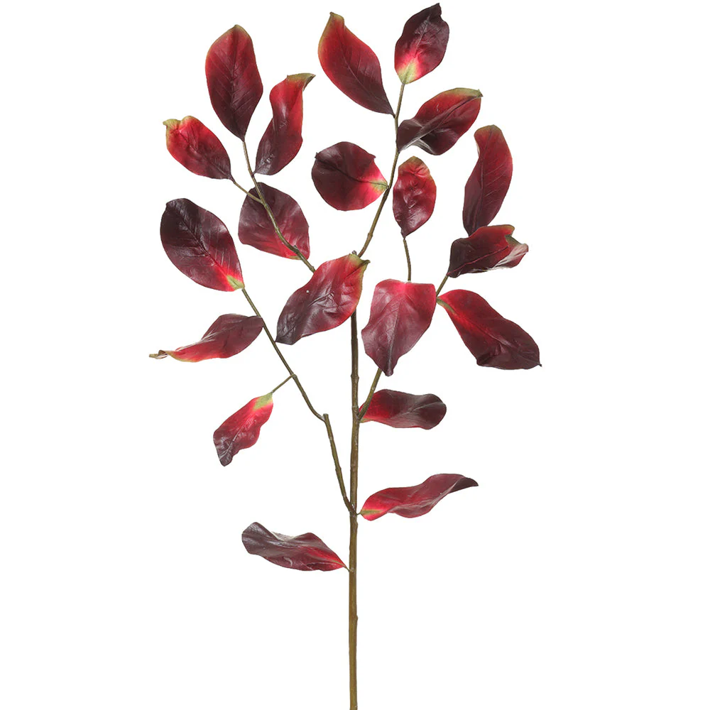 52" Artificial Magnolia Leaf Branch Stem -Burgundy/Green (Pack of 2)
