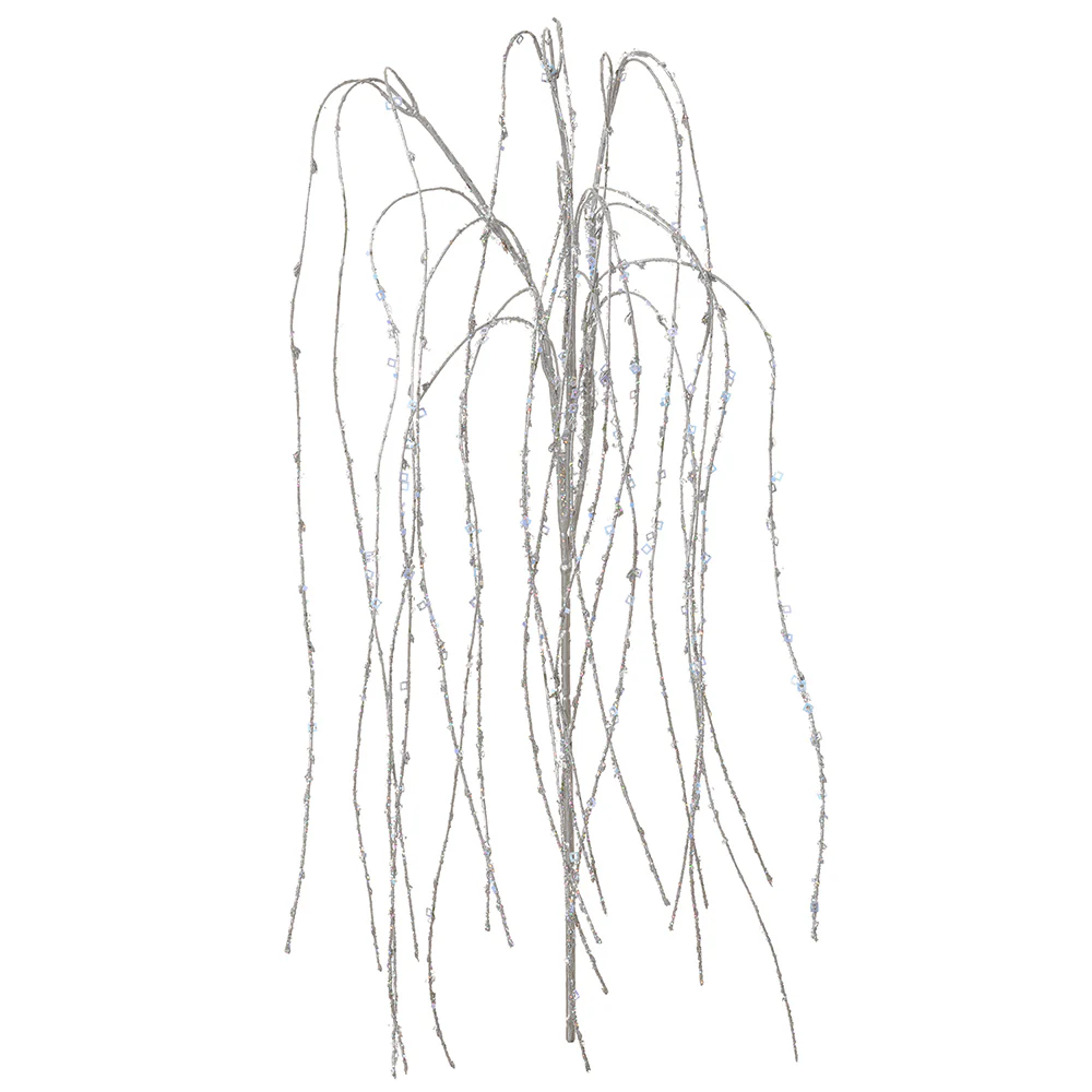 52" Beaded Hanging Artificial Pearl Stem -Clear/Silver (Pack of 12)