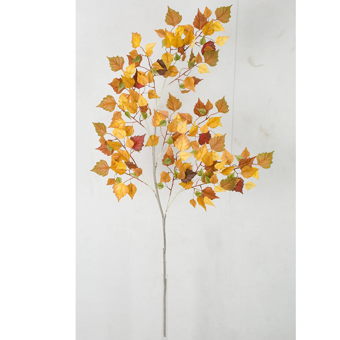 52" Silk Birch Leaf Stem -Yellow/Brown (Pack of 6)