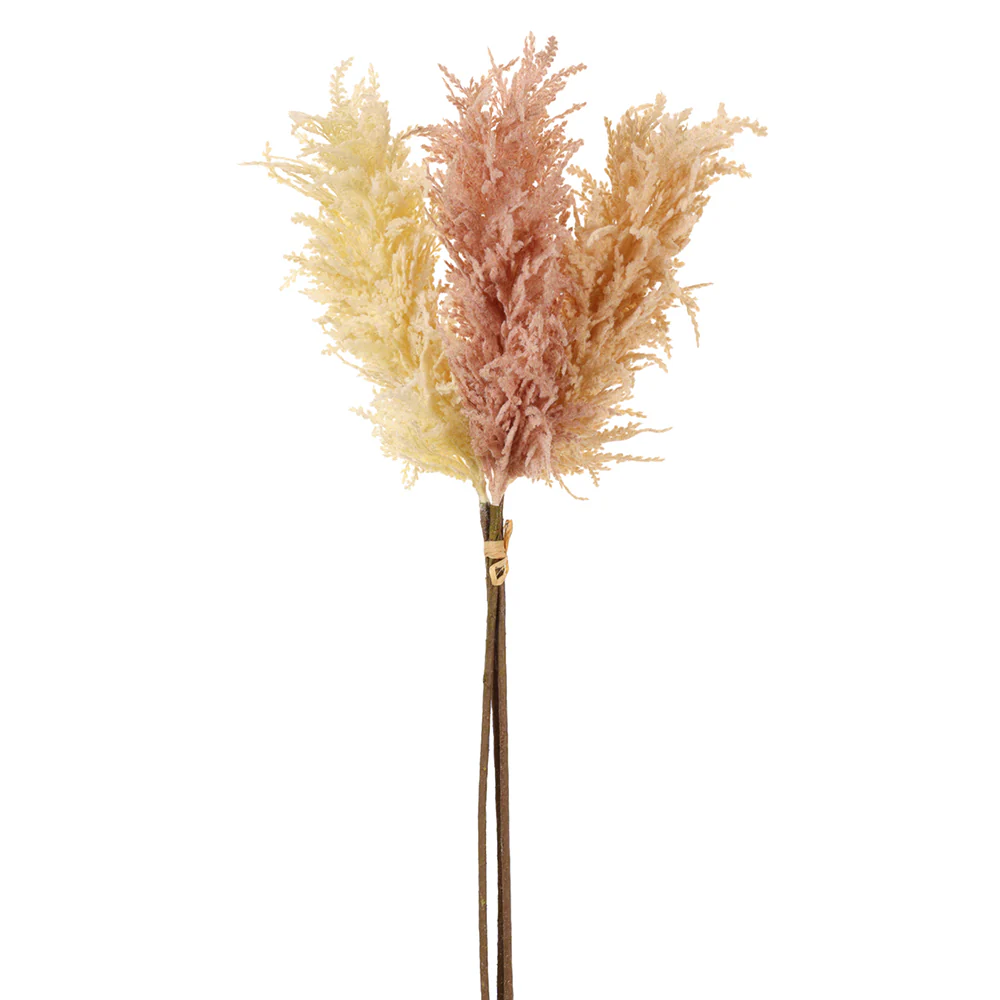 53" Artificial Pampas Grass Stem Bundle -Cream/Pink (Pack of 2)
