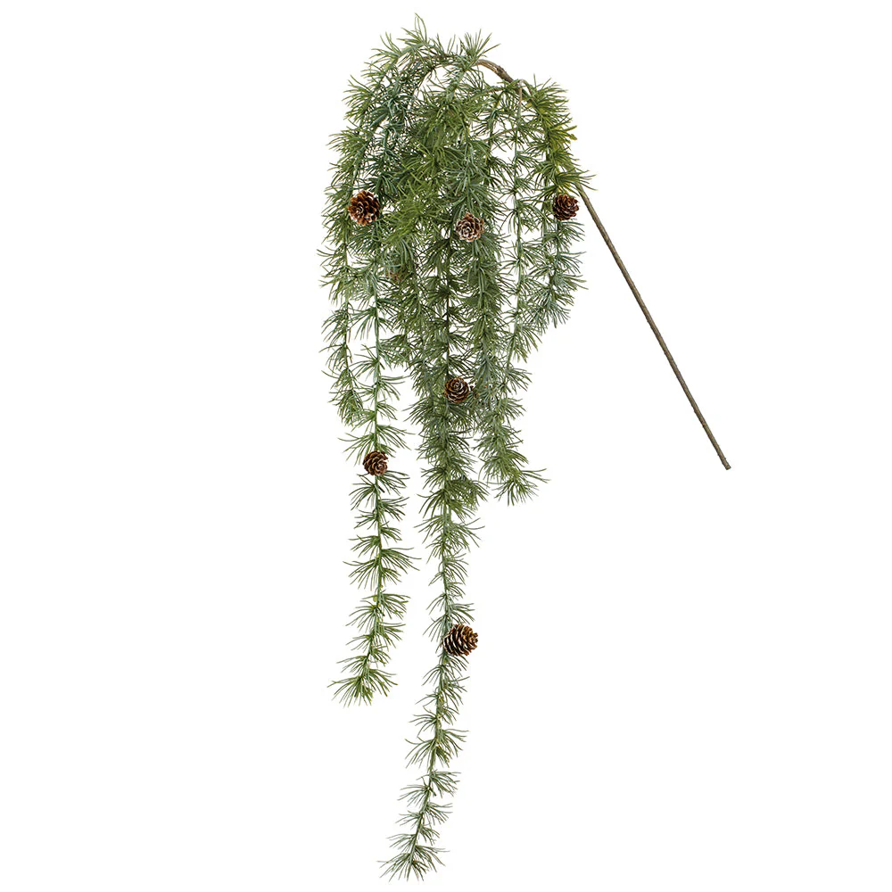 53" Hanging Artificial Pine & Pinecone Stem -Green/Gray (Pack of 6)