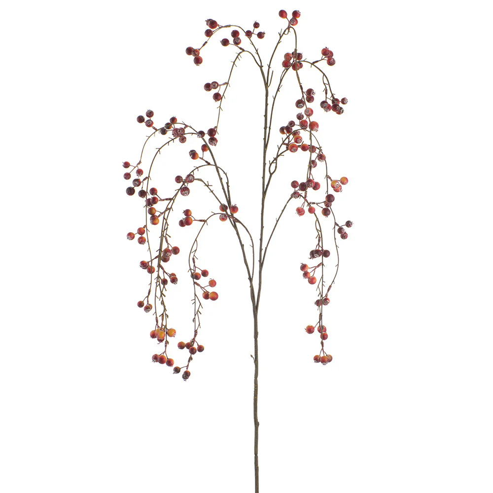 53" Hanging Berry Artificial Stem -Red/Orange (Pack of 6)