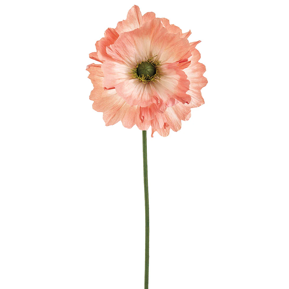 53" Paper Giant Poppy Artificial Flower Stem -Coral (Pack of 12)
