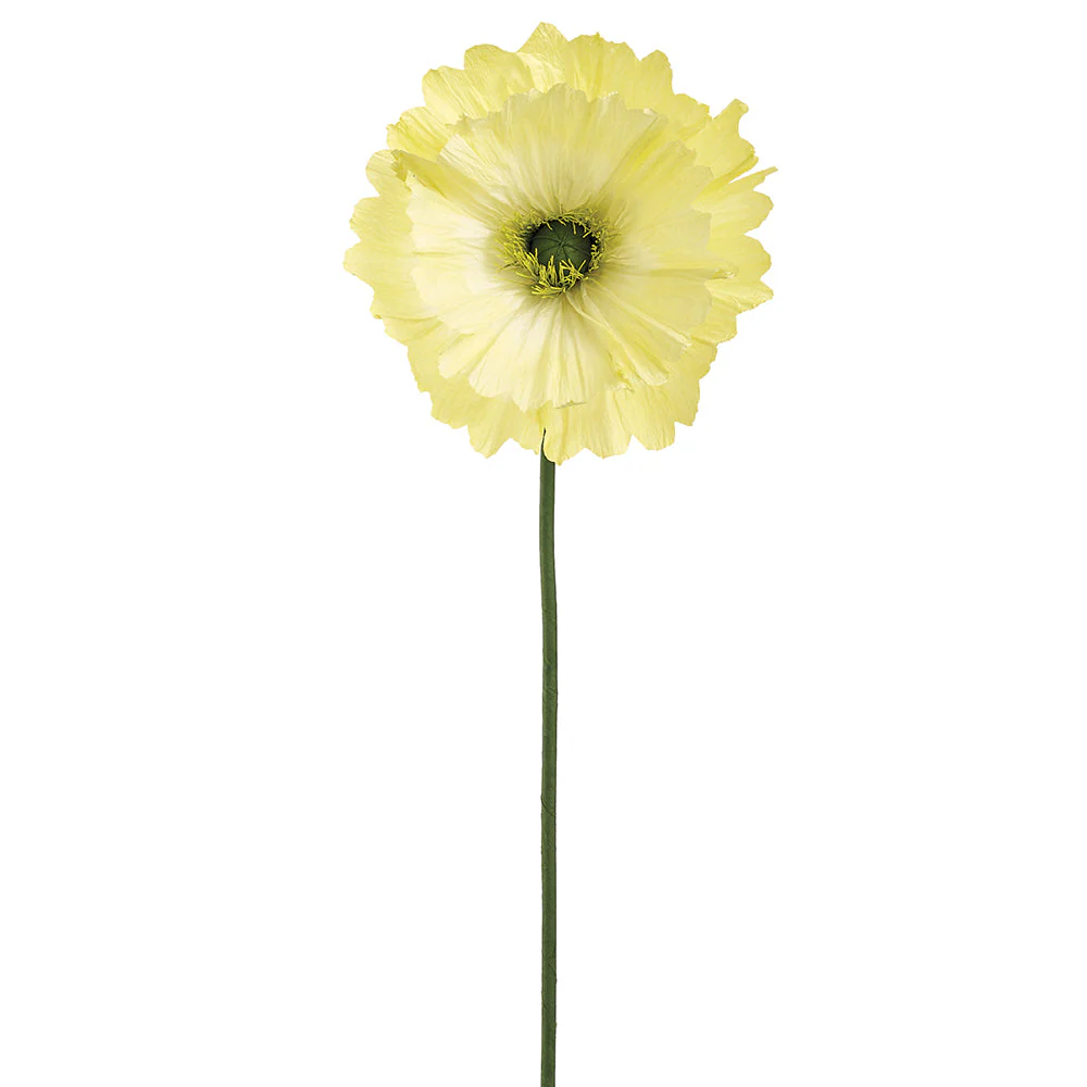 53" Paper Giant Poppy Artificial Flower Stem -Yellow (Pack of 12)