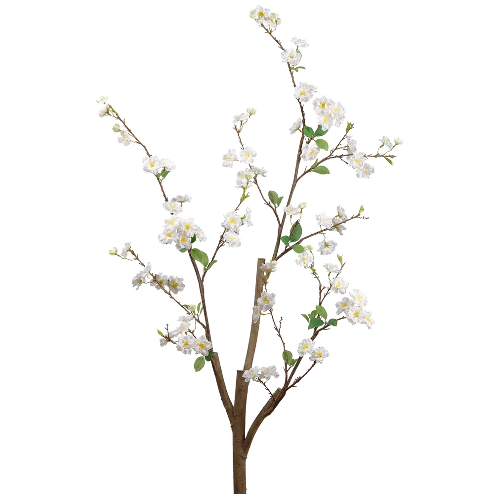 53" Silk Cherry Blossom Flower Stem Branch -White (Pack of 4)