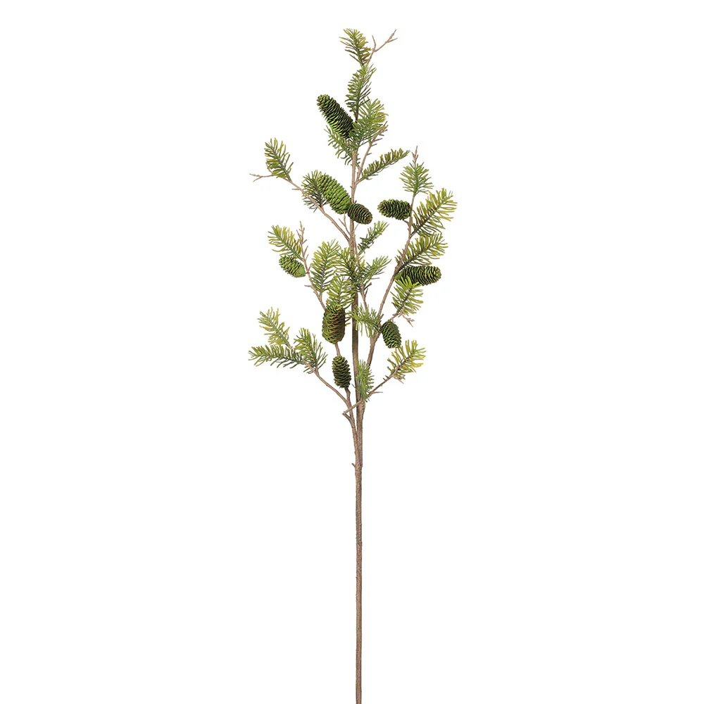 54" Artificial Pine & Pinecone Stem -Green (Pack of 8)