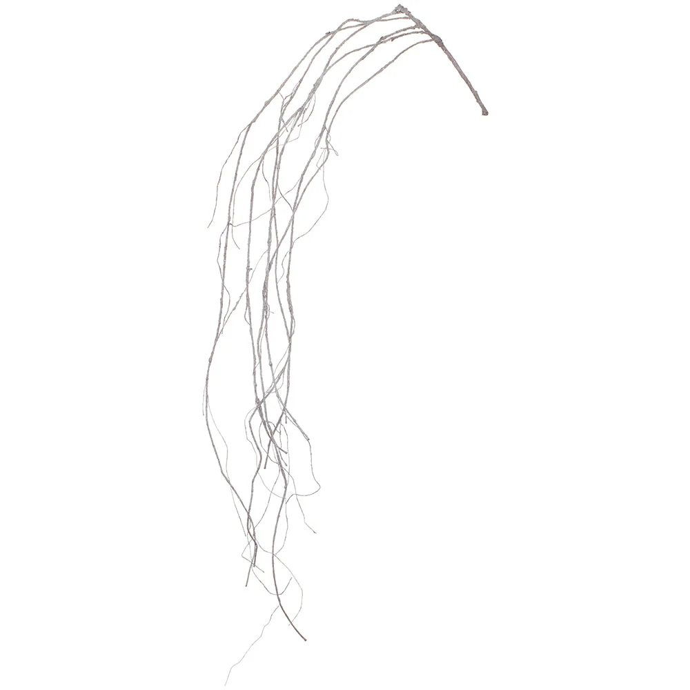 54" Hanging Glittered Artificial Twig Stem -Silver (Pack of 12)