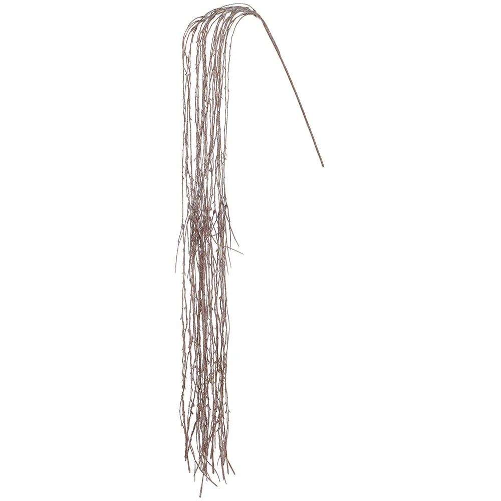 54" Hanging Glittered Artificial Willow Leaf Stem -Brown (Pack of 12)