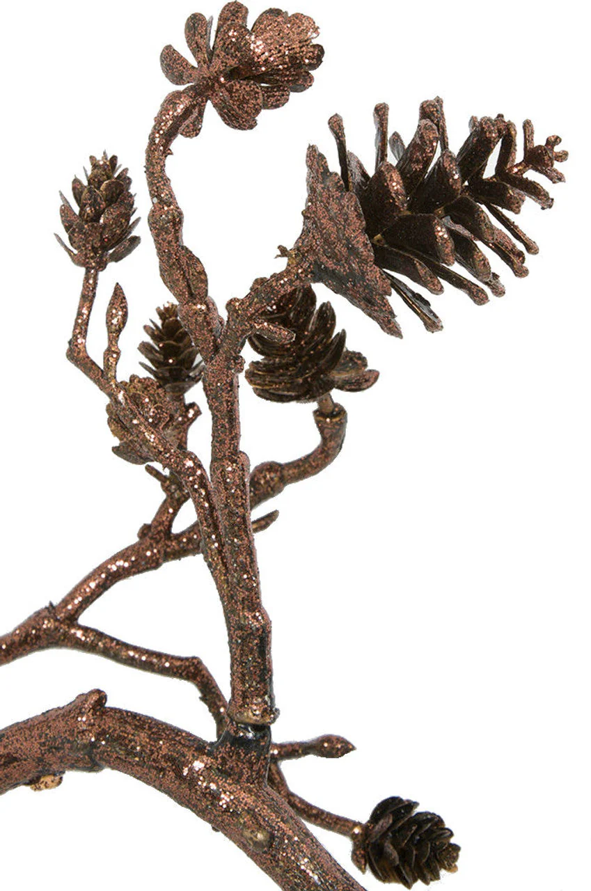 55" Glittered Artificial Pinecone Twig Stem -Brown (Pack of 6) - Image 2