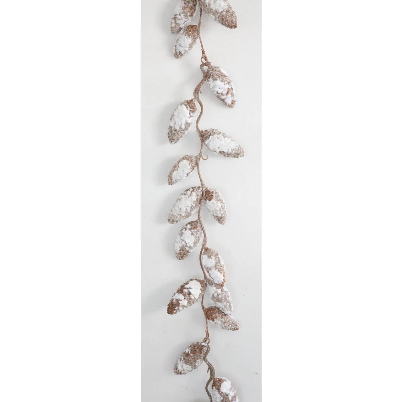 5'5" Glittered & Flocked Artificial Pinecone Garland -White/Brown (Pack of 4) - Image 2