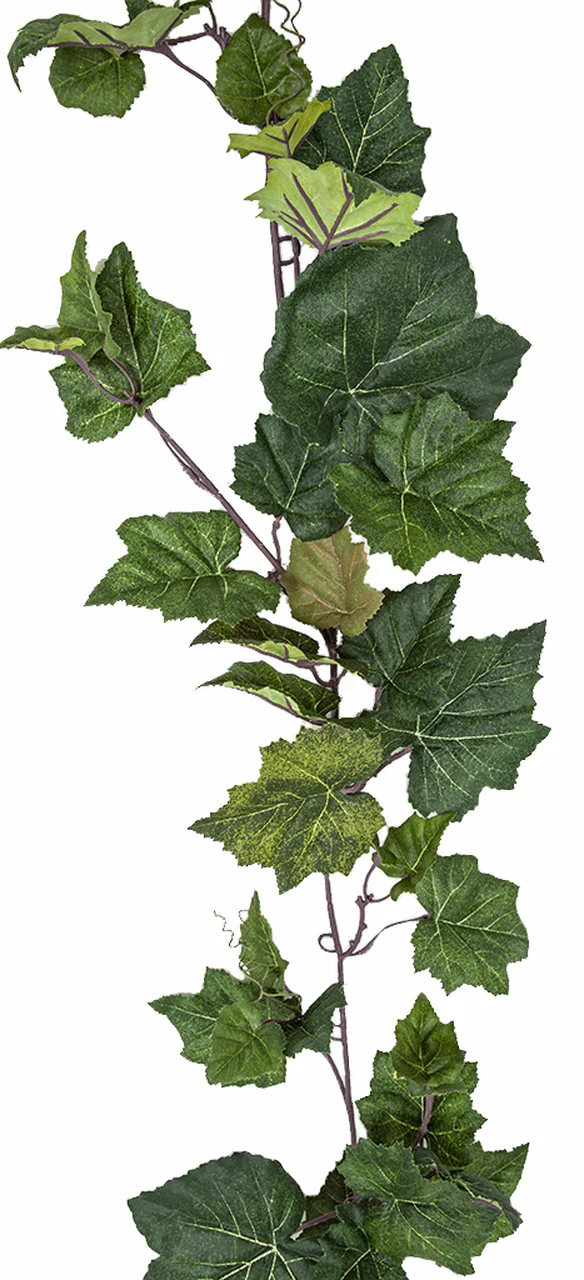 5'5" IFR Grape Leaf Artificial Garland -Green (Pack of 6) - Image 2