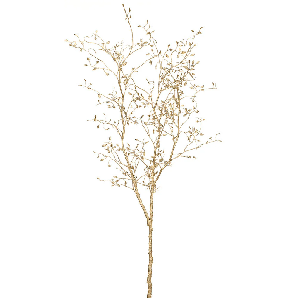 55" Metallic Artificial Mini Leaf Stem -Gold (Pack of 6)
