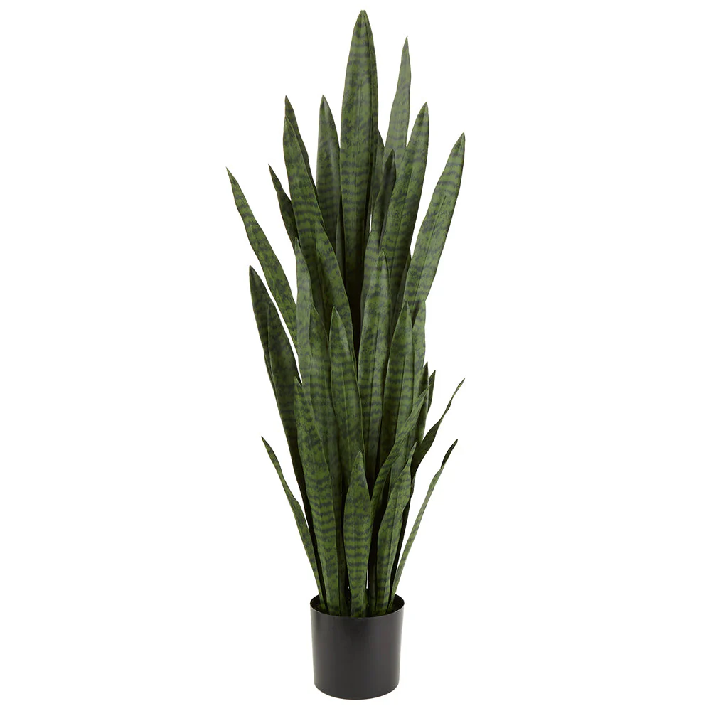 55" Sansevieria Snake Artificial Plant w/Pot -Green