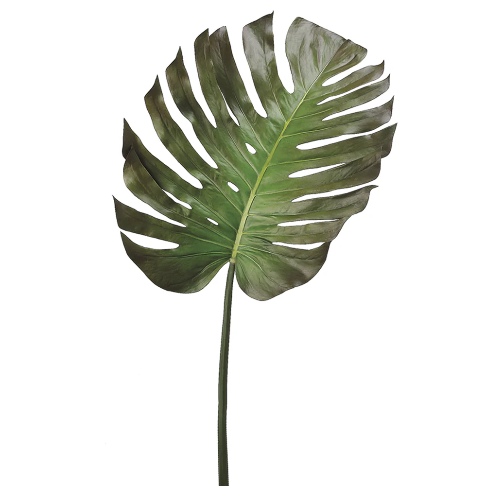55" Silk Split Philodendron Monstera Leaf Stem -Green/Brown (Pack of 6)