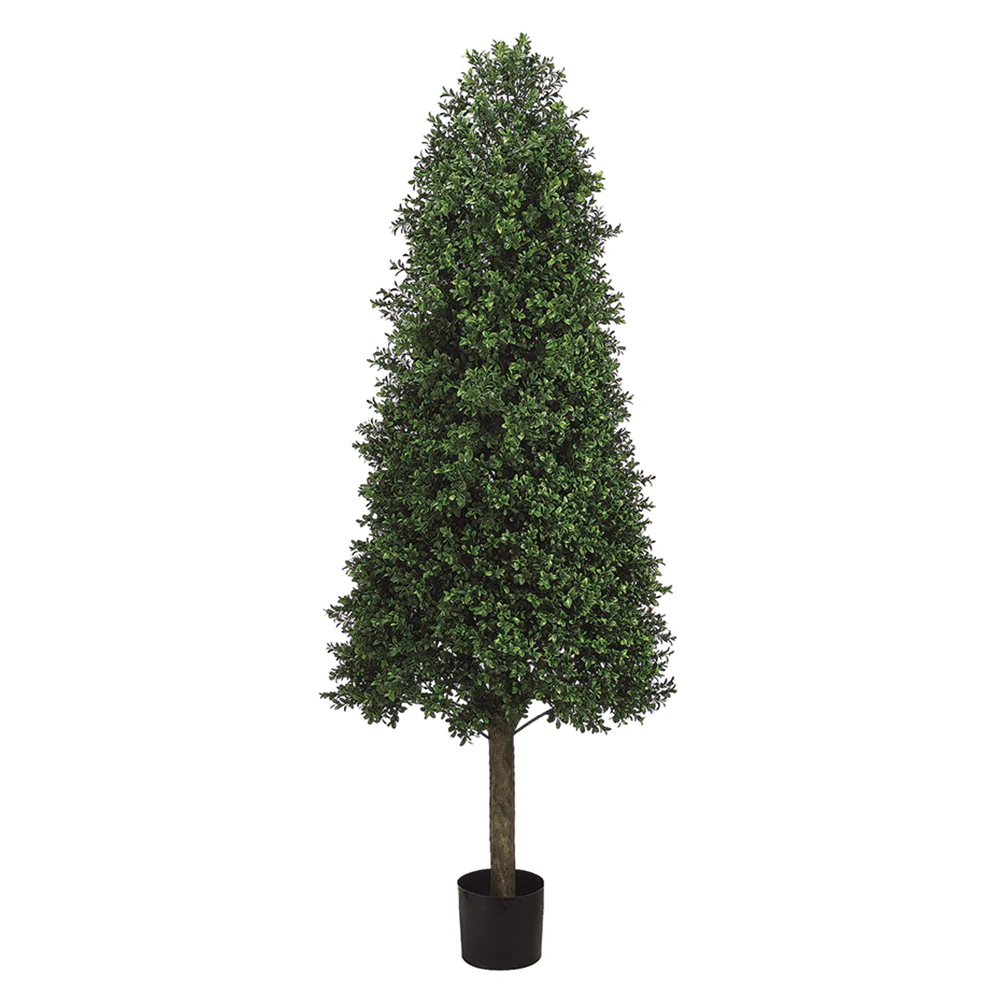 5'6" Boxwood Cone-Shaped Artificial Topiary Tree w/Pot -Green