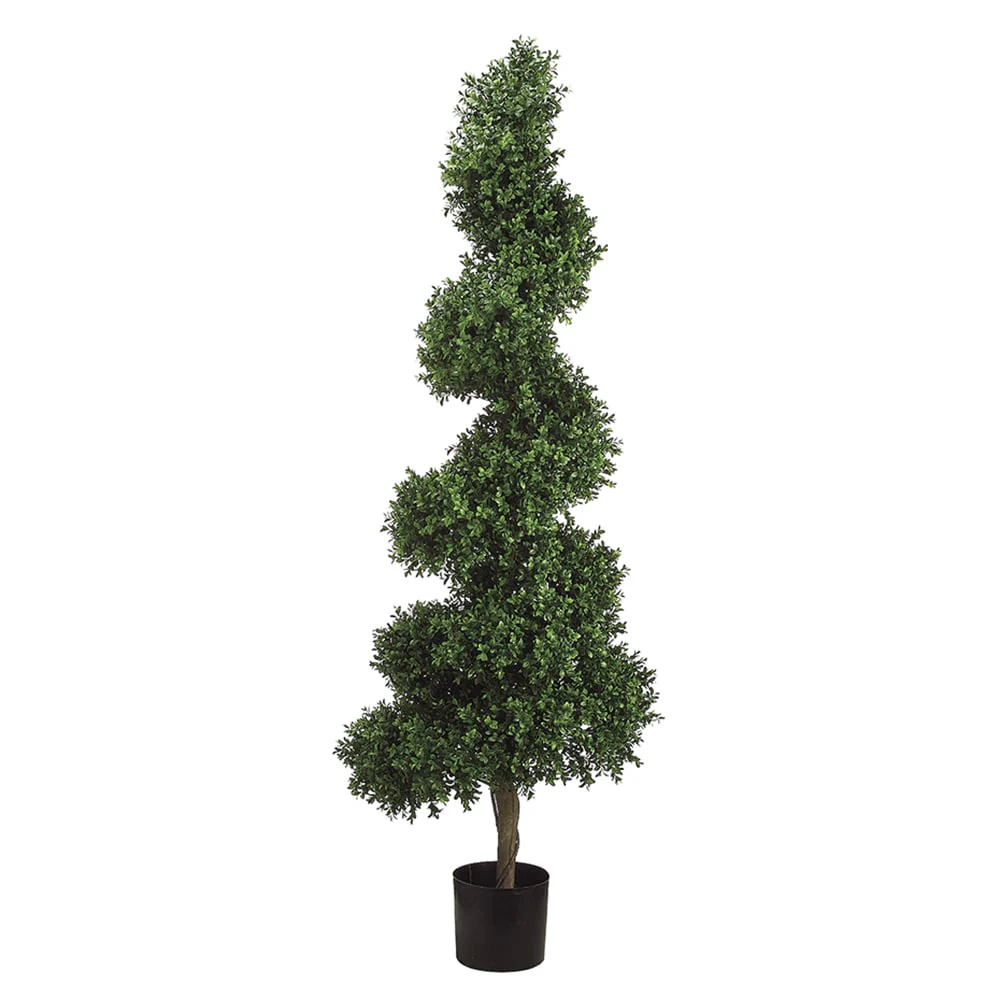 5'6" Boxwood Spiral Artificial Topiary Tree w/Pot -2 Tone Green
