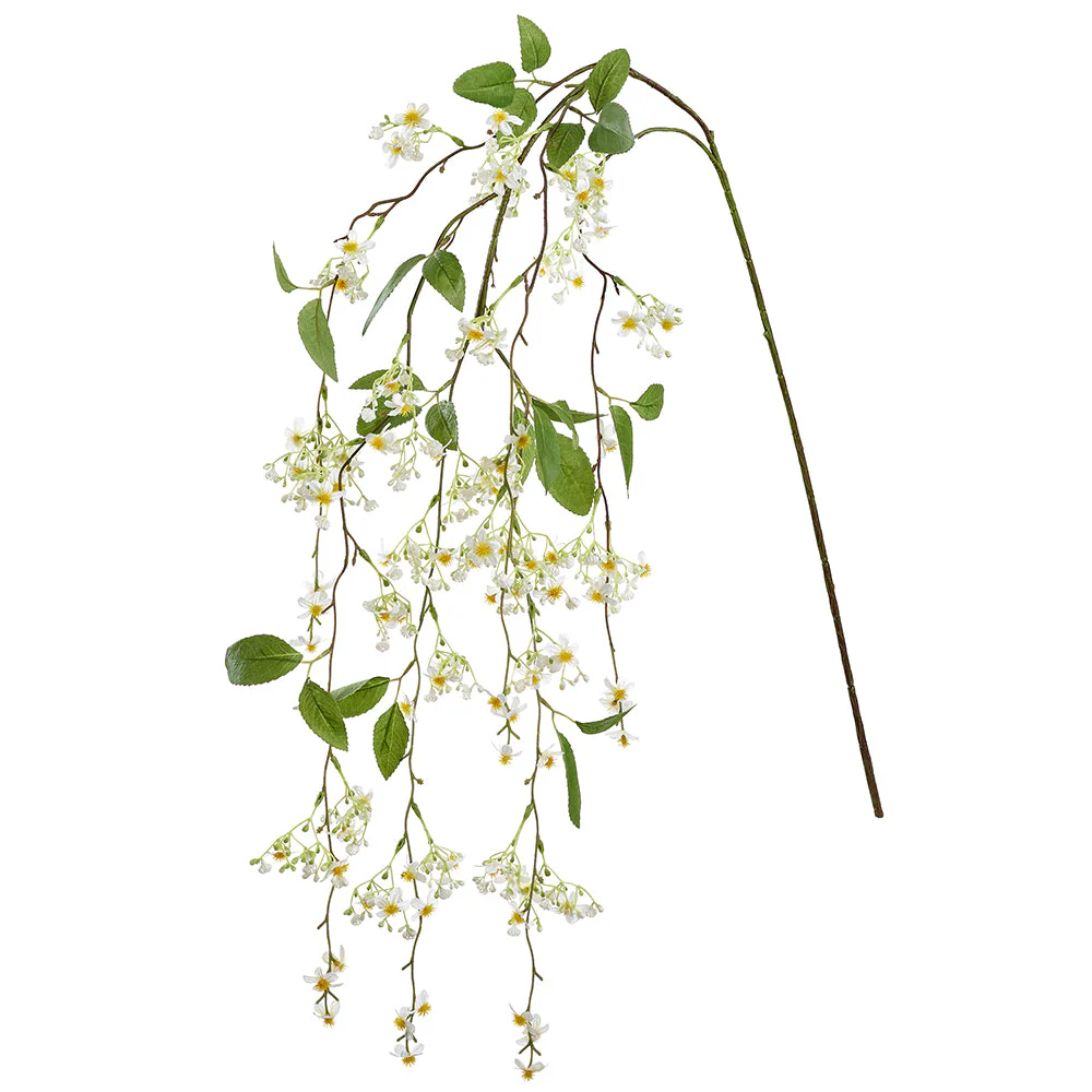 56" Hanging Lilac Silk Flower Stem -White (Pack of 12)