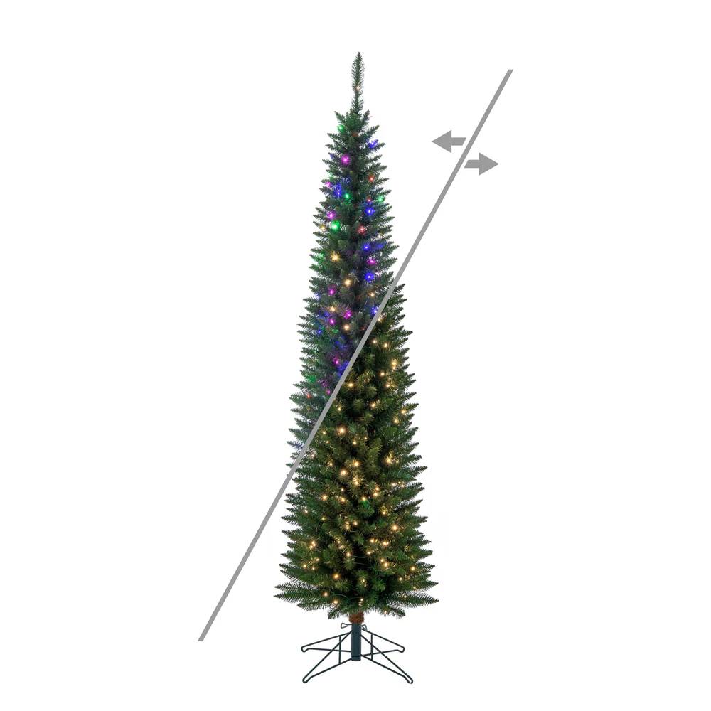 5'6"Hx18"W Pole Durham Pine Artificial Christmas Tree, Micro LED Pre-Lit (Multi-Mode) -Green