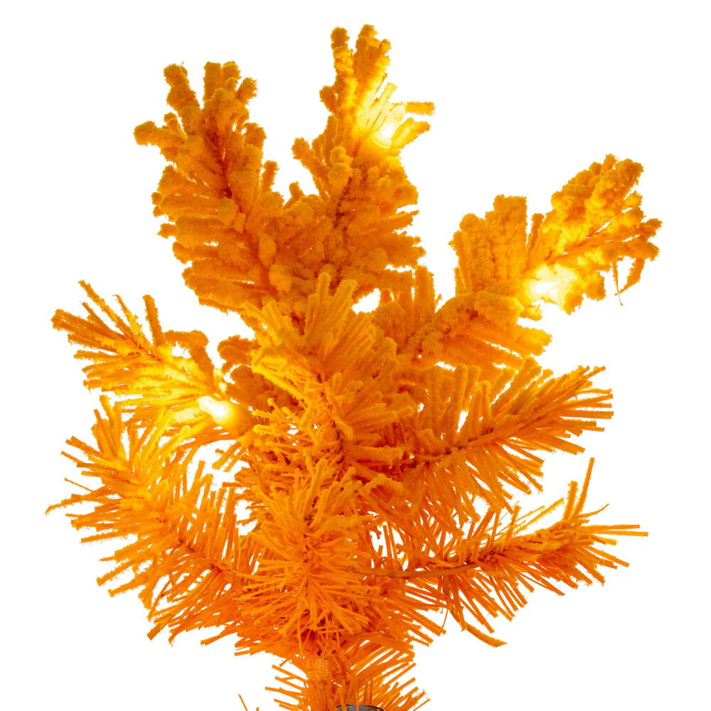 5'6"Hx22"W Flocked Pencil Fir Artificial Christmas Tree, LED Pre-Lit (Yellow) -Yellow - Image 2