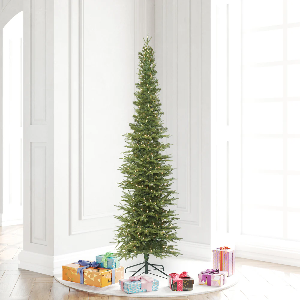 5'6"Hx25"W PE Pencil Bixley Fir Artificial Christmas Tree, LED Pre-Lit -Green - Image 7