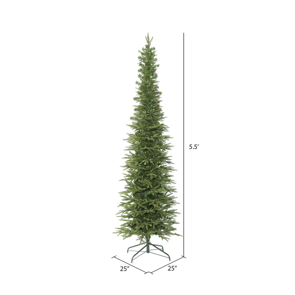 5'6"Hx25"W PE Pencil Bixley Fir Artificial Christmas Tree, Unlit -Green - Image 3