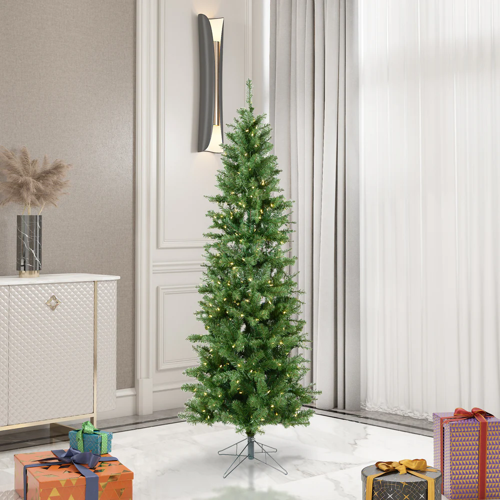5'6"Hx28"W Slim Salem Pine Artificial Christmas Tree, LED Pre-Lit -Green - Image 7