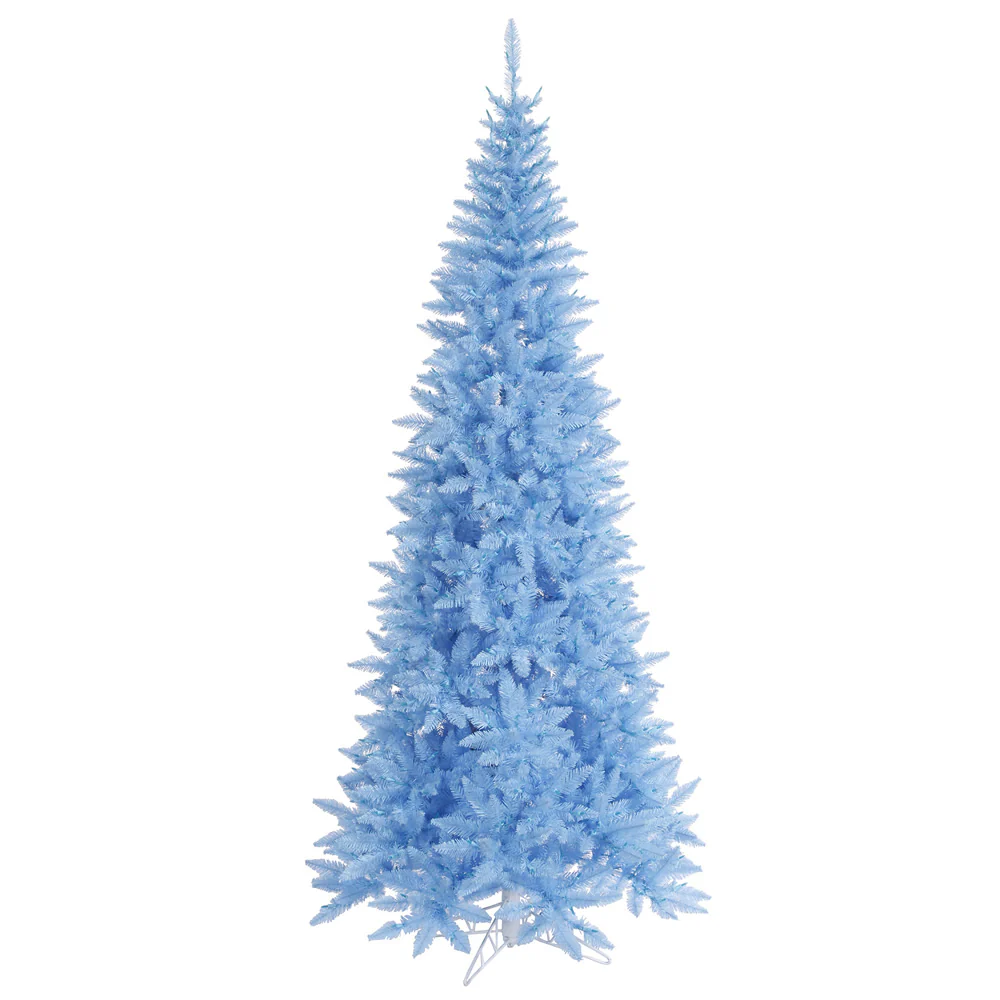5'6"Hx30"W Slim Fir Artificial Christmas Tree, Unlit -Sky Blue