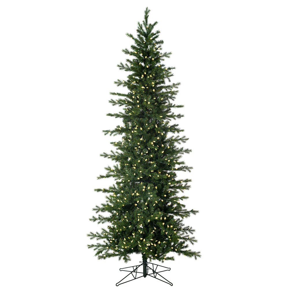 5'6"Hx32"W PE Pencil Moutauk Pine Artificial Christmas Tree, LED Pre-Lit -Green