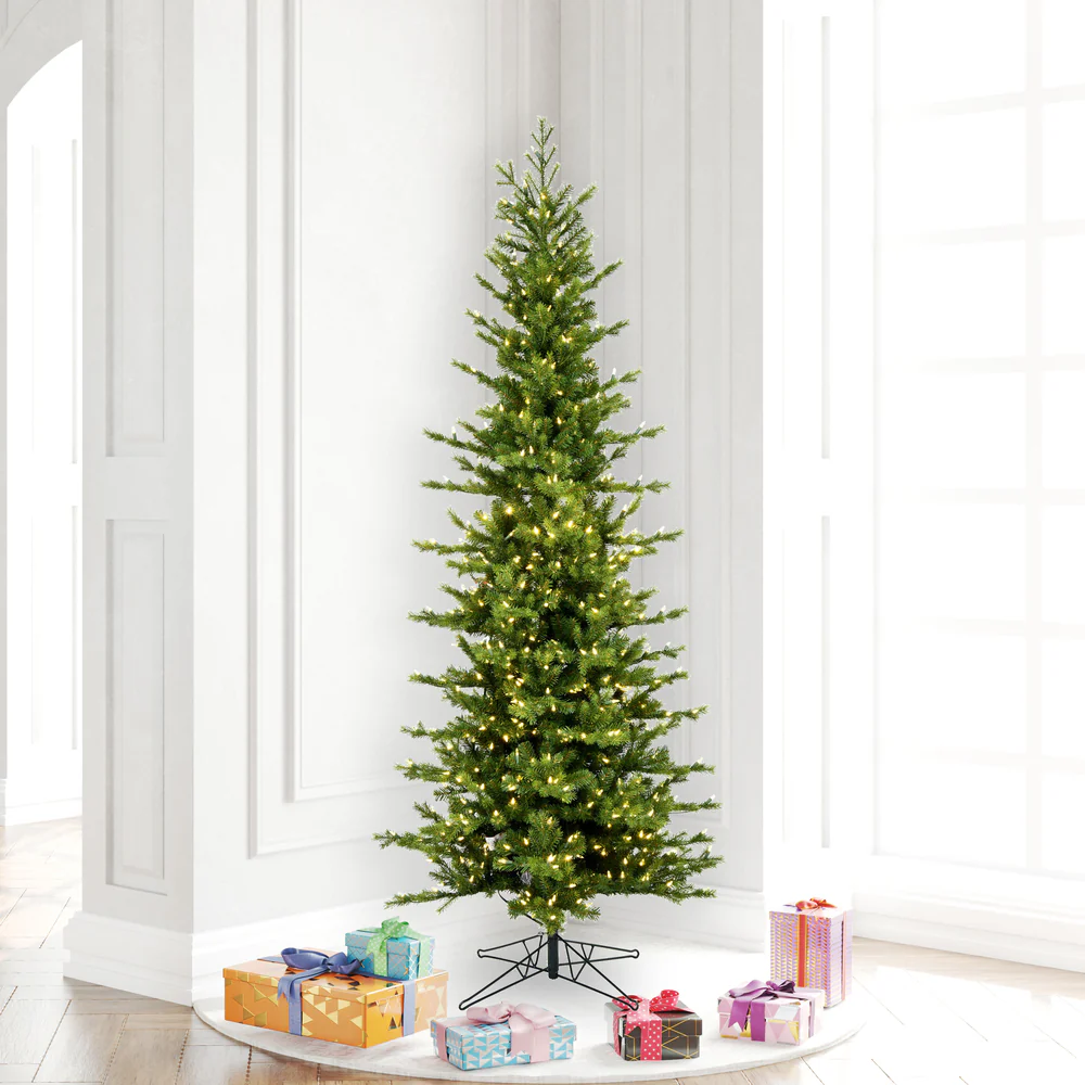 5'6"Hx32"W PE Pencil Moutauk Pine Artificial Christmas Tree, LED Pre-Lit -Green - Image 6