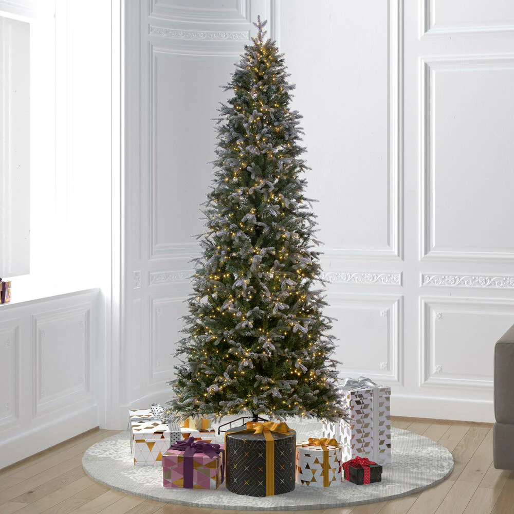 5'6"Hx36"W PE Frosted Slim Douglas Fir Artificial Christmas Tree, Micro LED Pre-Lit -Green - Image 5