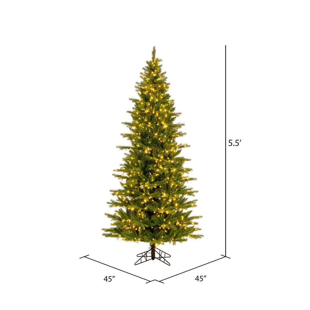 5'6"Hx36"W PE Slim Balsam Spruce Artificial Christmas Tree, Micro LED Pre-Lit (Multi-Mode) -Green - Image 3