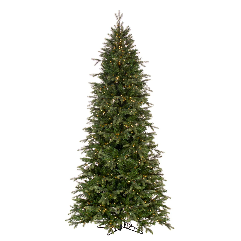 5'6"Hx36"W PE Slim Douglas Fir Artificial Christmas Tree, Micro LED Pre-Lit -Green
