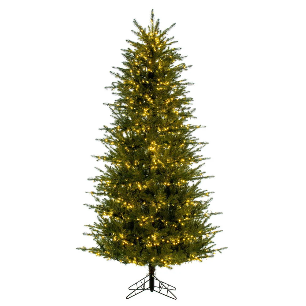 5'6"Hx38"W PE Slim Georgian Fraser Fir Artificial Christmas Tree, Micro LED Pre-Lit -Green