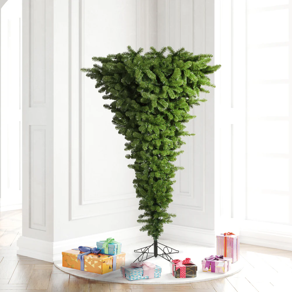 5'6"Hx38"W Upside-Down American Pine Artificial Christmas Tree, Unlit -Green - Image 3