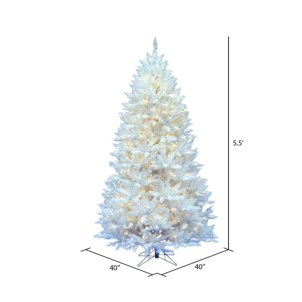 5'6"Hx40"W Sparkle White Spruce Artificial Christmas Tree, LED Pre-Lit -White - Image 3