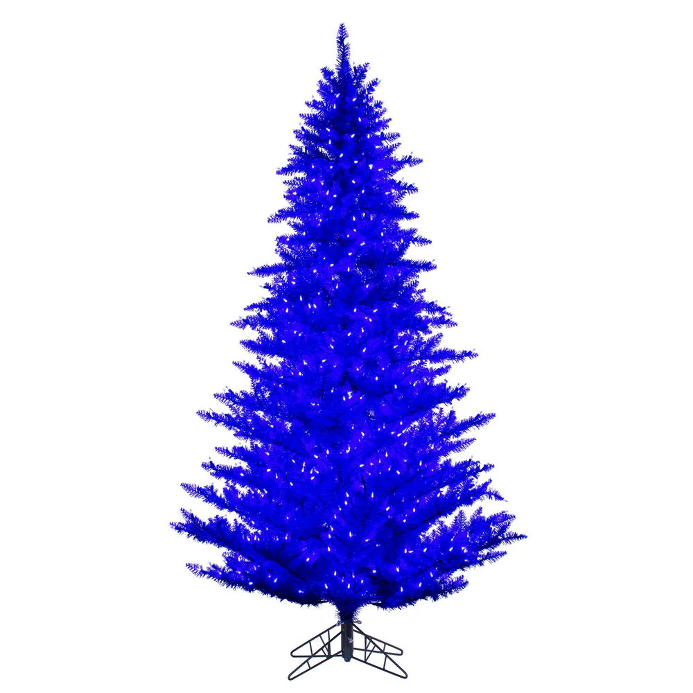 5'6"Hx42"W Fir Artificial Christmas Tree, LED Pre-Lit -Blue