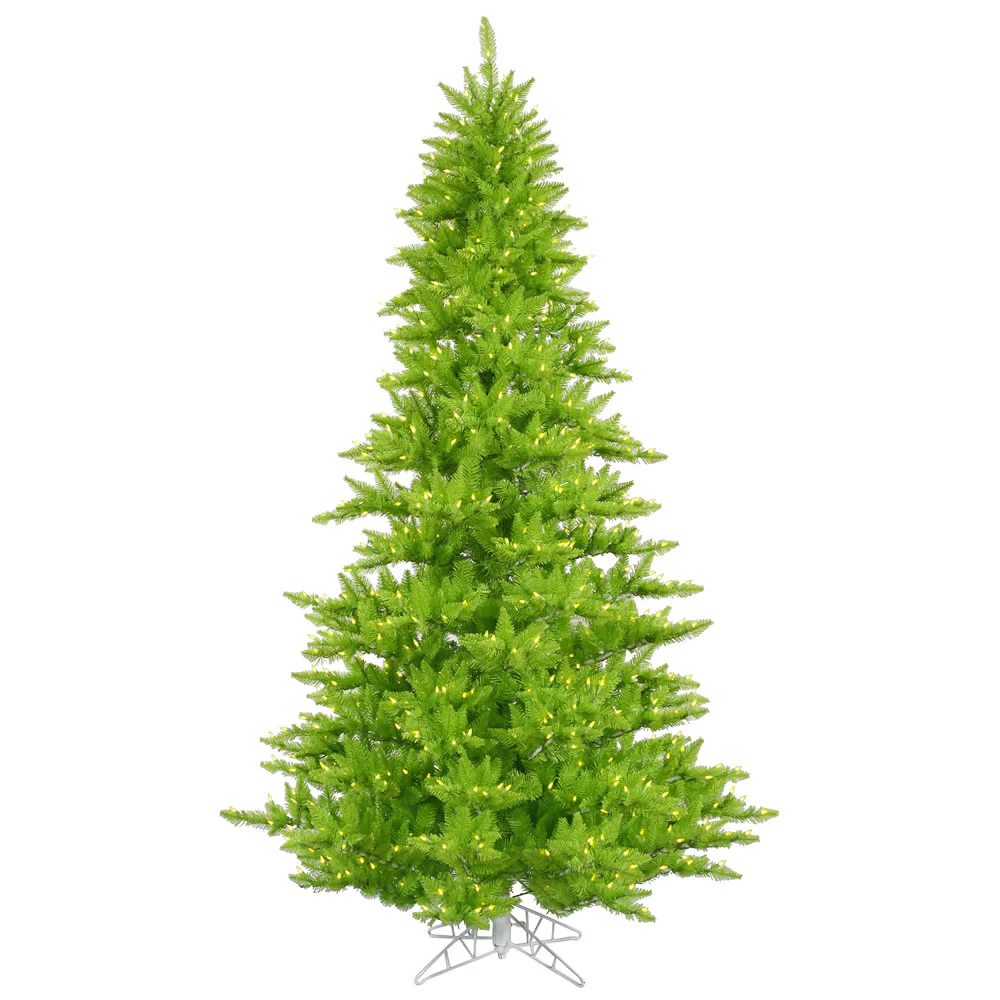 5'6"Hx42"W Fir Artificial Christmas Tree, LED Pre-Lit (Lime) -Lime
