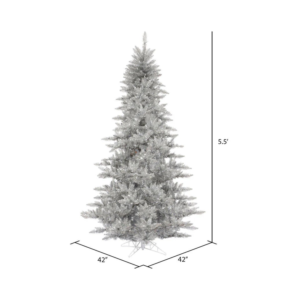 5'6"Hx42"W Tinsel Fir Artificial Christmas Tree, Unlit -Silver - Image 3