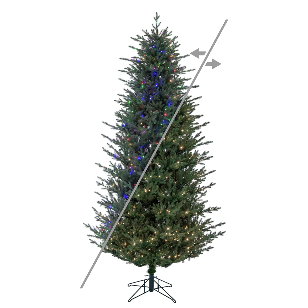 5'6"Hx52"W PE Slim Itasca Fraser Artificial Christmas Tree, Micro LED Pre-Lit (Multi-Mode) -Green