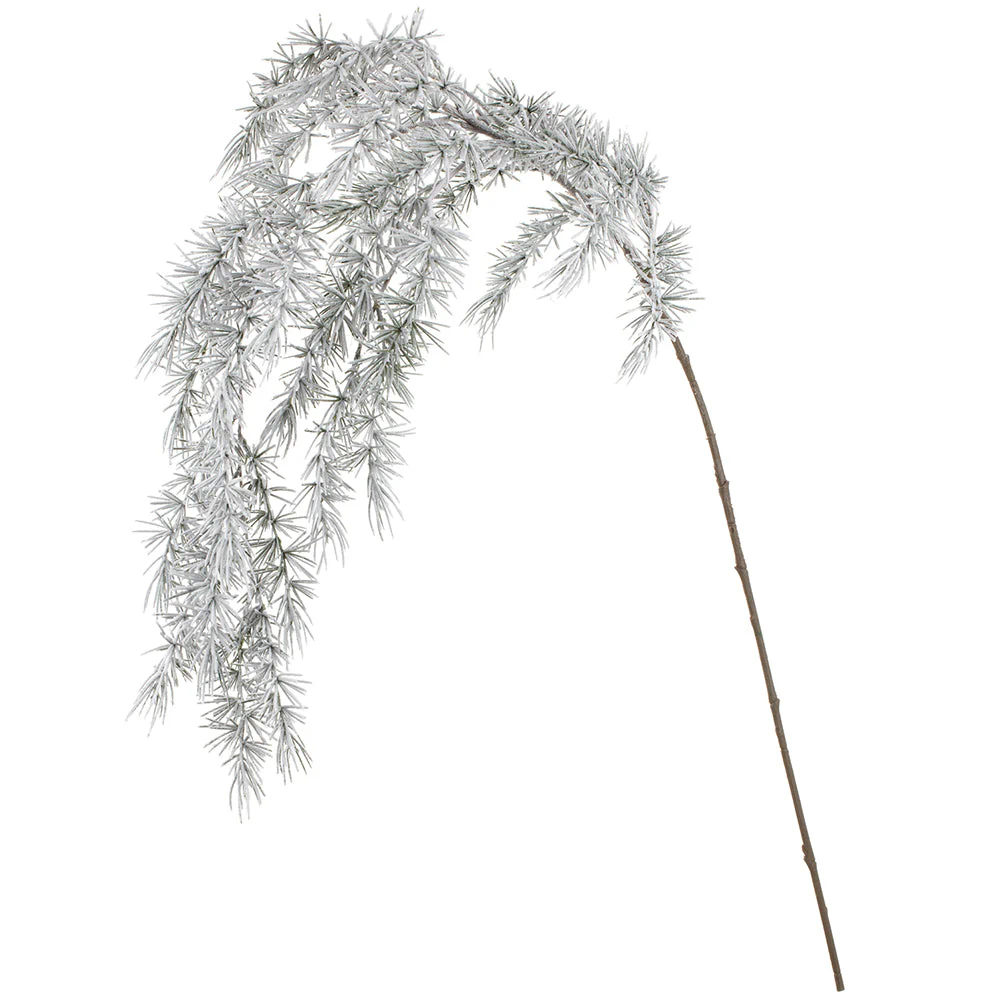 58" Hanging Flocked Artificial Pine Stem -White/Green (Pack of 8)