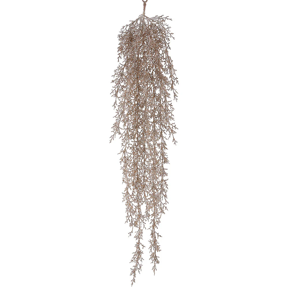 59" Glittered Hanging Artificial Plastic Twig Stem -Champagne (Pack of 6)