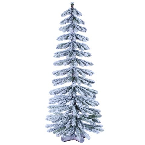 5'Hx24"W Flocked Winter Alpine Pine Artificial Christmas Tree, Unlit -Snow