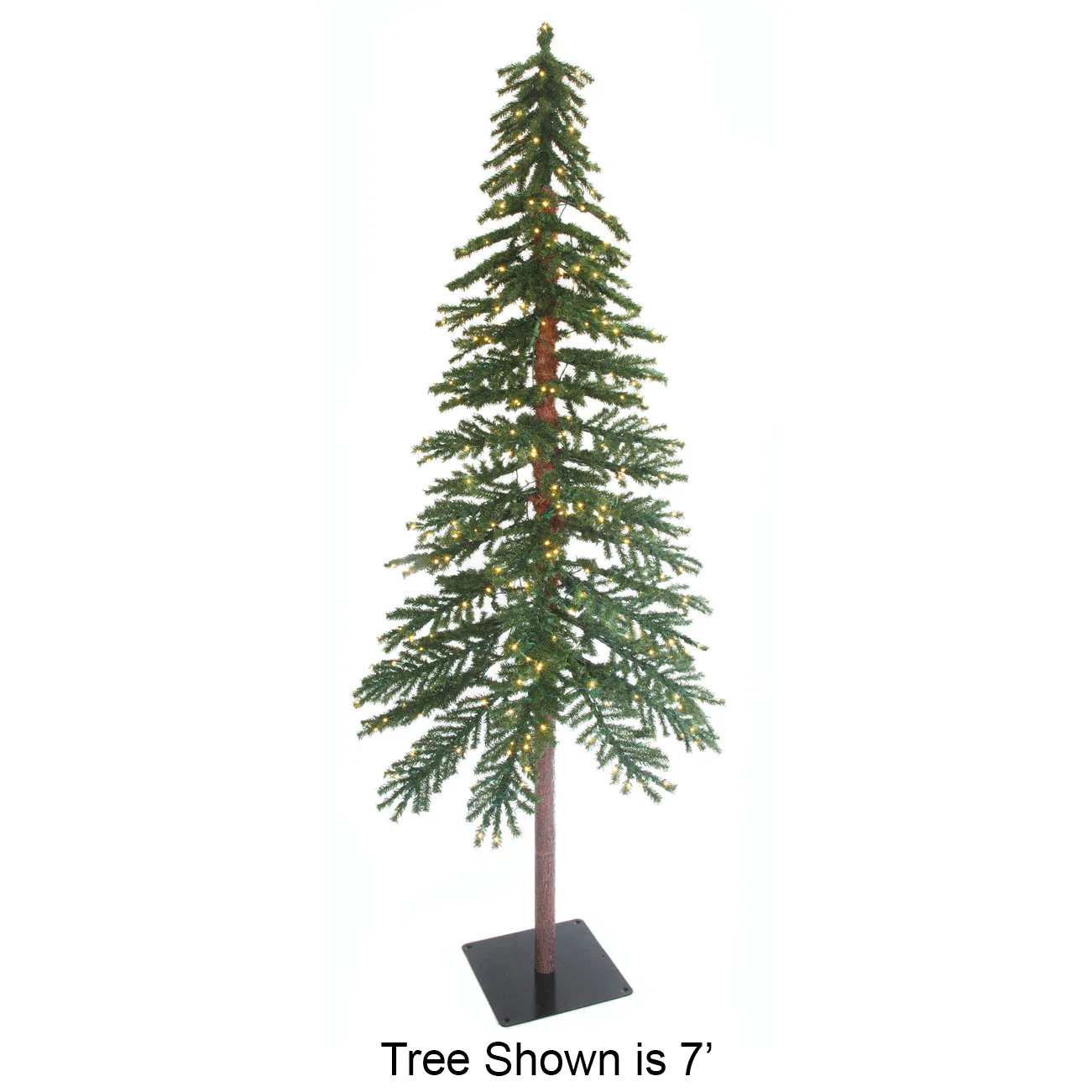 5'Hx28"W Alpine Artificial Christmas Tree, LED Pre-Lit (Warm White, Multi-Mode) -Green